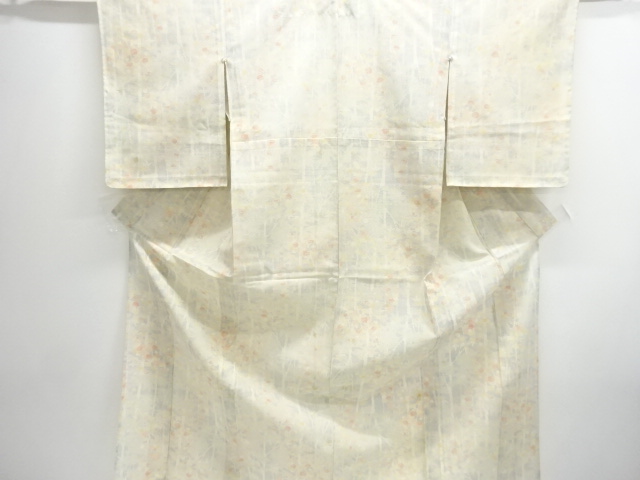 JAPANESE KIMONO / ANTIQUE KIMONO / SILK / FOR SUMMER / TOKAMACHI TSUMUGI / WOVEN FLORAL PLANTS